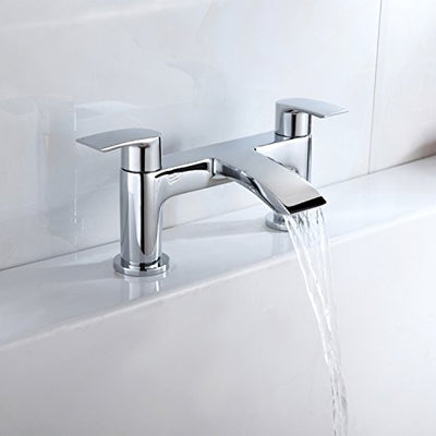 [Bath Tap] Hapilife Bathroom Waterfall Monobloc Bath Filler Mixer Tap Chrome Double Lever Tub Tap