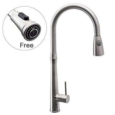 Peppermint Kitchen Sink Faucets with Pull Down Sprayer Brushed Nickel with Deck Plate