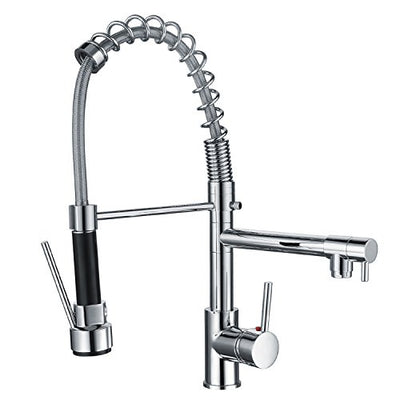 Funime® Kitchen Taps with Pull Down Spray Swivel Spring Spout Brass Mixer Chrome Faucet