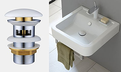 [Pop Up Basin Waste] Hapilife Modern Chrome Slotted Bathroom Sink Sprung Plug Click Clack White