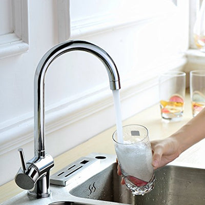 Hapilife Kitchen Tap Single Lever Sink Mixer Monobloc Tap Swivel Spout Chrome