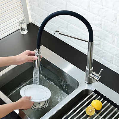 Hapilife Stainless Steel Black Kitchen Taps Pull down Mixers Swivel Spout Single Lever
