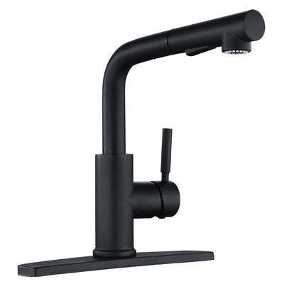 Peppermint Black Kitchen Sink Faucet with Pull Down Sprayer Single Lever