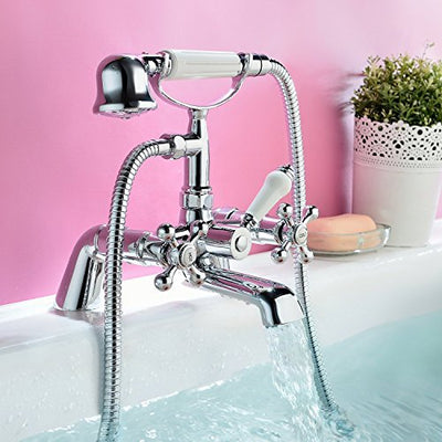Funime Victorian Luxury Bathroom Shower Taps Mixer Traditional Shower and Bath Tap Chrome Brass