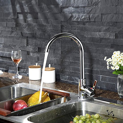 Hapilife Kitchen Sink Mixer Taps Monobloc Single Lever UK Swivel Spout Brass Chrome Mono