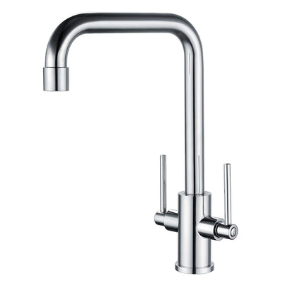 Hapilife Kitchen Sink Mixer Taps Mono Traditional Dual Lever Chrome Brass With Hoses And Fittings