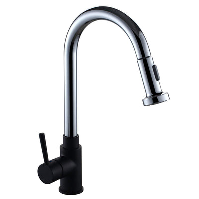 Hapilife Pull Out Kitchen Taps Sink Mixers Spray Black Single Lever Swivel Spout with Hoses