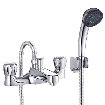 Hapilife Bathroom Bath Taps with Shower Attachment Mixers Chrome Brass Bath and Shower Taps